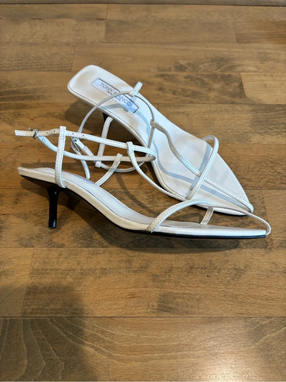 Tony Bianco White Pointed-Toe Strappy Heels